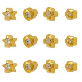 Beauty Made Easy Universal ear piercing kit with 24 pairs mix of all styles in 24k gold hypoallergenic instrument gun