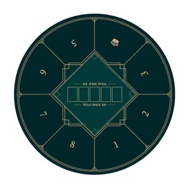 nuveti 24/31/39/47/55/63inch Round Poker Mat for Texas Holdem | Portable Poker Table Top with Art Deco Layout Print 6-8 Player Game Layout Mat to Play Cards, Poker Games, Blackjack, Casino