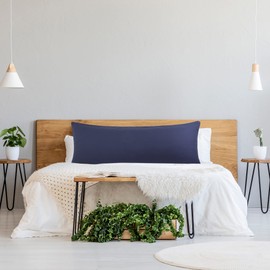 PiccoCasa Brushed Body Pillowcases with Roll Rim, Soft Breathable Delicate Piping Pillow Covers with Zipper Closure Navy 50x120cm (4ft.)