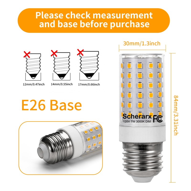 SCHERARX 2Pack E26 Led Bulb 60Watt Equivalent, E26 Dimmable Light