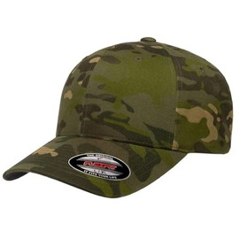 Joe's USA | Flex-Fit Premium Fitted Baseball Cap Camoflauge Green - S/M - Dark Green Camo Hunting Hat