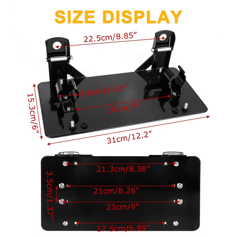 PSLER Fairlead Mounted Flip-Up License Plate Bracket for UTV ATV