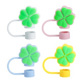 4 Pieces Straw Covers Cap Reusable Drinking Straw Tips Lids Straw Toppers Portable Straw Caps Covers Straw Protector Cover Dust-Proof Cute Straw Plugs for 8-11mm Straws