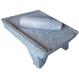 Made in Mexico Genuine Mexican Azteca Manual Volcanic Lava Rock Metate Y Mano Mortar and Ground Stone Grains Seeds Spices Corn Elote Maíz Chocolate #10