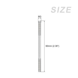 METALLIXITY M3 Thread 60mm Length Double Ended Stud Bolts Pack of 10, 304 Stainless Steel Double Threaded Rod Bolts - Home Maintenance