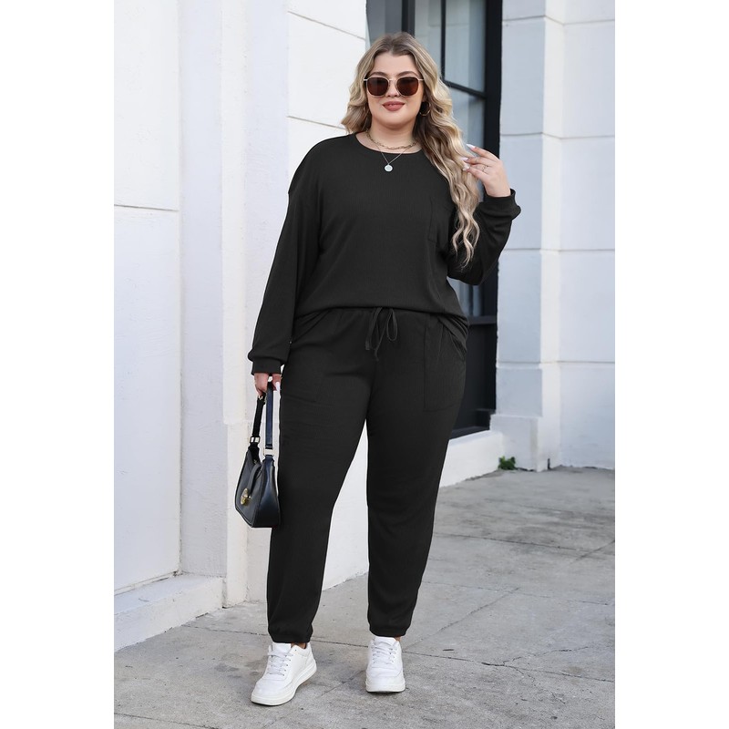 Nemidor Womens Plus Size 2 Piece Fall Matching Lounge Sets