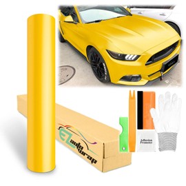 24"x60" (2FTx5FT) Yellow Matte Metallic Satin Pearl Vinyl Wrap Sticker Sheet Film Car Auto Vehicle DIY Decal Bubble Free Air Release Self Adhesive Peel and Stick Free Tool Kit