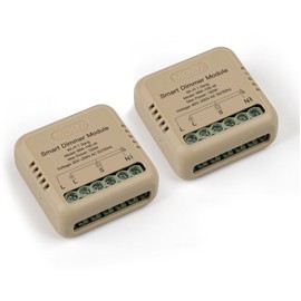 MOES WiFi 2.4GHz Mini Dimmer Switch Module, Smart LED Dimmer Switch Flush-Mounted Compatible with Smart Life Tuya App Remote Control, Alexa & Google Home, 1 Gang 2 Pieces