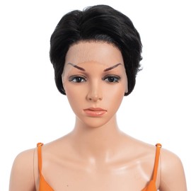 8 Inch Short Lace Front Wigs Human Hair 13X1 Short Wig 150% Density Human Hair Wigs Blonde Short Wigs for Black Women Human Hair 1B#