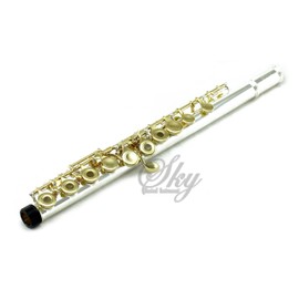 Sky C Flute with Lightweight Case, Cleaning Rod, Cloth, Joint Grease and Screw Driver - Silver/Gold Open Hole