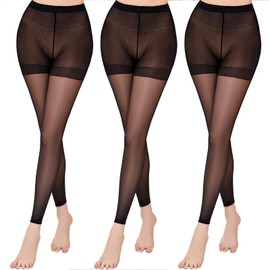 WAKUNA 3 pairs 20D Women's Sheer Footless Tights,Sheer Legging and Dance Compression Pantyhose for women Black-M