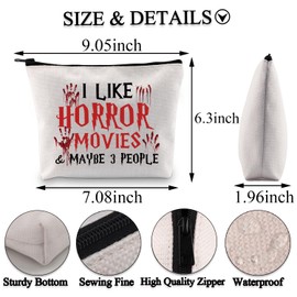 BDPWSS Horror Movie Merchandise For Women Horror Movie Lover Makeup Bag I Like Horror Movies & Maybe 3 People Cosmetic Bag (Horror movie 3 bag)