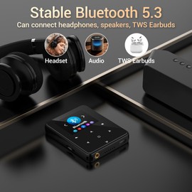 Aeheqkl 64GB Bluetooth 5.3 MP3 Player, Hi-Fi Lossless Music Player with Speaker, Pocket Size for Running & Workout, FM Radio & Voice Recorder, Supports up to 128GB Micro SD, Ideal Tech Gift