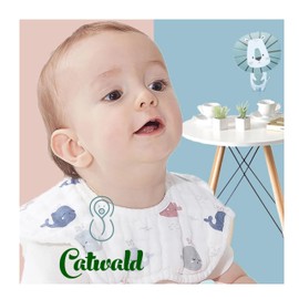 Catwald Baberos bebe niño y Baberos bebe niña en material hipoalergenico y absorbente,ideal para bebe recien nacido con tela de muselina para bebe (SET 7)