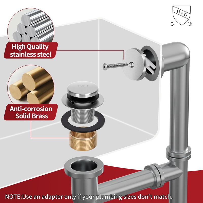 PRIMSOPH Tip-Toe Tub Drain Trim Kit with One Hole Overflow