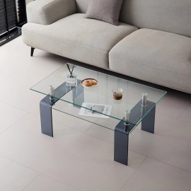 FENGHUA GLASS HOME Tempered Glass Coffee Table with Glass Legs Modern Small Coffees Table