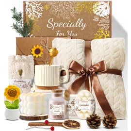 11pcs Spa Gift Baskets for Women, Sunflower Self Care Set, White