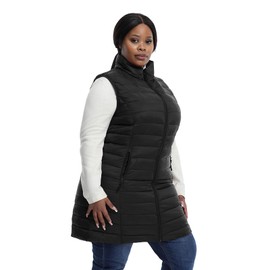 HHE Plus Size Women Puffer Vest 1X-6X Lightweight Packable Quilted Puffy Vest (Exclusively for Plus Size)(Black,2X)