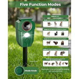 Solar-Powered Ultrasonic Animal Repeller for Outdoor Yards & Gardens with Motion Sensor – Waterproof Deer Repellent Devices Repel Deer, Raccoons, Rabbits & Cats