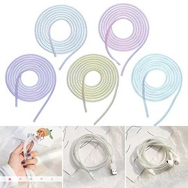 Protector de cable en espiral, protector de cable colorido, protector de cable para auriculares, fundas de cable para cable de datos USB, cable de teléfono, auriculares (mayor)
