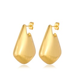 TRWWELL Chunky Fin Earrings Dupes for Women Trendy Geometric Gold Plated Earrings