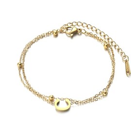 SBI Jewelry Gold Initial Letter C Pendant Alphabet Layered Bracelet Adjustable Chain Wristlet Birthday Jewellery Gifts Wrap for Daughter