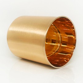 Luene Brass Tumbler Mug with Smooth Finish - Vintage, Mid-century, Modern, Contemporary, Designer Metal Drinking Cup - Gold Colored 14 Oz Glass