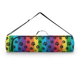 Pzuqiu Rainbow Dog Paw Yoga Mat Bags for Women & Men Yoga Carrier Bag Fits Thick Yoga Mat & Yoga Accessories Gym Bag with Adjustable Shoulder Strap for Class Beach Park Travel