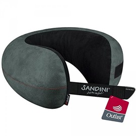 SANDINI TravelFix Premium Neck Pillow, Made in Germany, 2019 German Design Award Special Award, Stylish, Cute, For Travel, Airplanes, Cars, Offices, Long Distance Travels, Telework (Gray,Outlast +