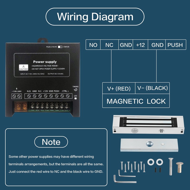 Mag Lock 1200LBS Holding Force Electromagnetic Commercial Lock 12V LED