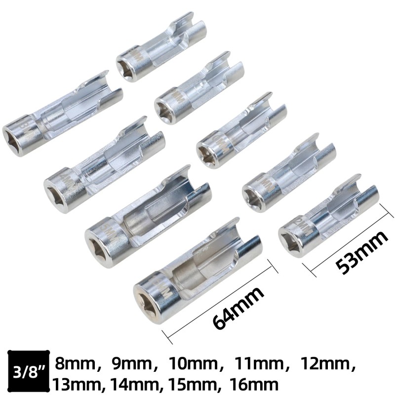 DPTOOL 14PCS Strut Nut Socket, 8-22mm Diesel Injector Fuel Line