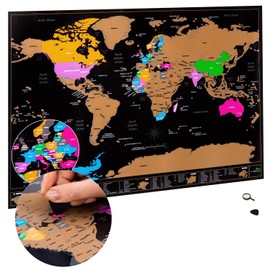 World Map Travel Gift | A3 Scratch Off Map | Map of the World Poster + BONUS A4 UK Scratch off Map | Map of Countries Visited with Accessories Kit and Gift Tube | Cartographic Design by Atlas & Green