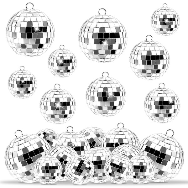 Disco Spiegel Ball, 25 Stück Silber Hängekugel Spiegelkugel Discokugeln Mini