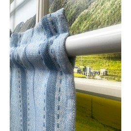 GOHD Boho Parallel Boulevards Swag Valance, Farmhouse Striped Valance for Living Room, Pinstripe Pattern Farmhouse Style Rustic Curtains Valance for Bathroom,3 Size(Swag,Blue)