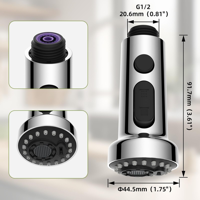 Hibbent Shower Head Kitchen Tap Replacement Pull-Out Tap Shower Head
