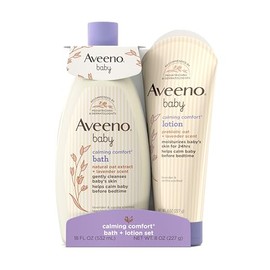 Aveeno, juego de baño calmante para bebé + loción, productos para el cuidado de la piel del bebé, 2 artículos.