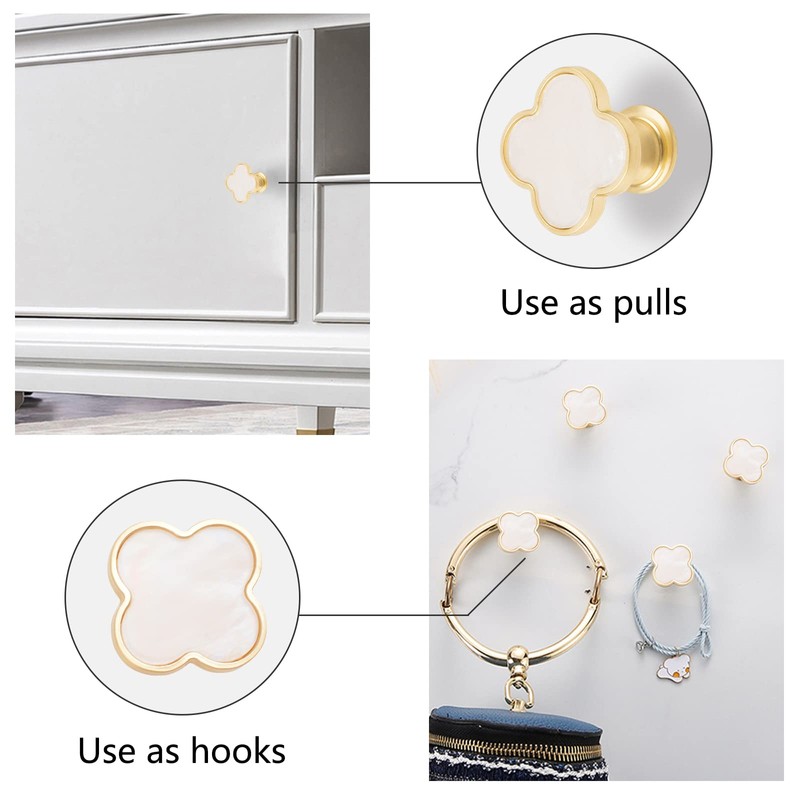 MOROBOR 6PCS Four-Leaf Clover Handle, Creative Cabinet Drawer Pulls Multifunctional