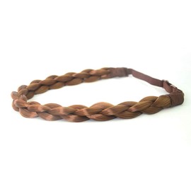 DIGUAN Chubby Narrow Synthetic Hair Braided Headband Classic Chunky Plaited Braids Elastic Stretch Hairpiece Women Girl Beauty accessory Mia, 58g (Golden Red)