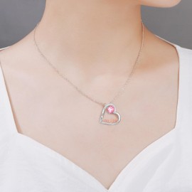 JoycuFF Birthstone Necklace for Women Mom, Birthday Gifts for Mom Oct October Birthstones Necklaces for Mother Womens, To My Mother Christmas Jewelry Romantic Present Love Heart Pendant Necklace