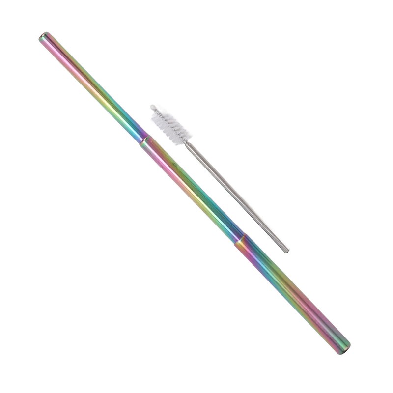 2Pcs Collapsible Metal Straw 304 Stainless Steel Drinking Travel Telescopic