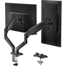 Dual Monitor Mount, Adjustable Gas Spring Monitor Desk Stand for 2 Monitors, Heavy Duty Monitor Arm up to 32 Inch Screen, Hold up to MAX 22lbs, Max Mounting Holes 100x100mm (GSMP002N), Black - Color: Black, Size: Dual