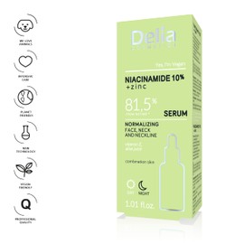 Delia Cosmetics - Normalizing Serum - Niacinamide 10% + Zinc - Combination Skin with Impurities - Reduces Blemishes - Reduces Oil - Minimises Pores - Vegan - 30ml