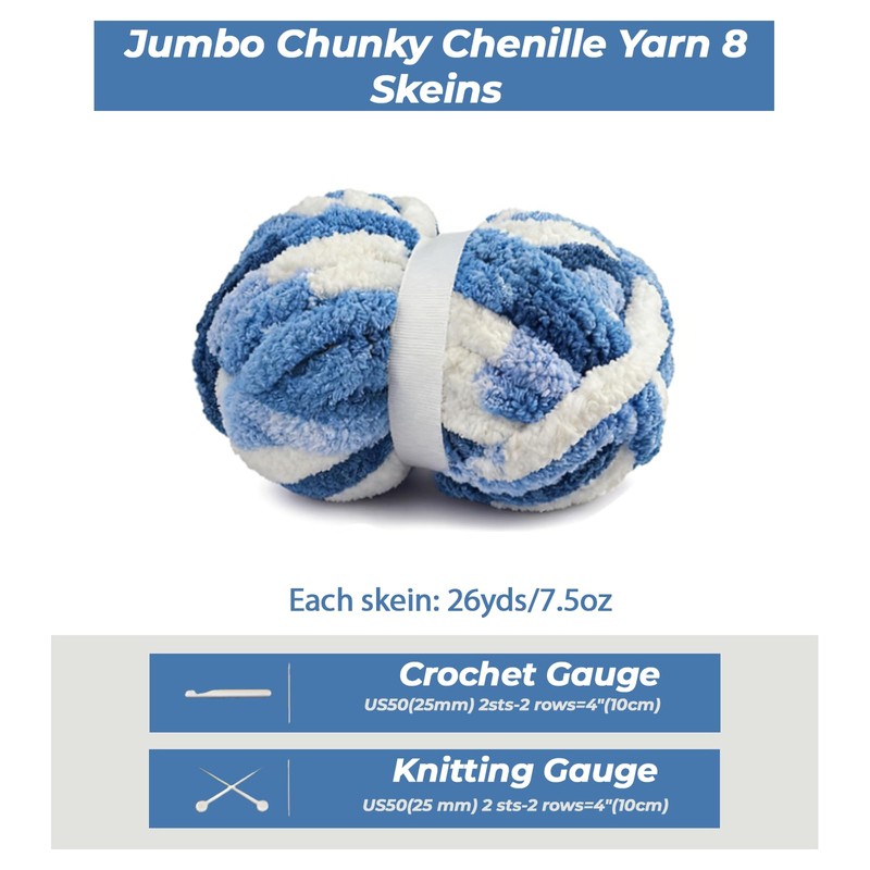 8 Pack Chunky Yarn for Hand Knitting Include 1 Glow