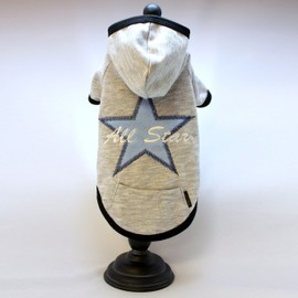 Alphadog Series All Star Embroidery Hooded (Hoody) T-Shirt with Pocket for Your Dog or Cat (L, Grey)