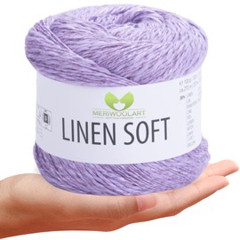MeriWoolArt® Linen Soft Yarn - Premium Natural Yarn for Knitting & Crocheting, 100 g Linen Yarn Cotton Viscose Blend, Breathable, Soft & Environmentally Friendly, Ideal for Clothing, Clothes, DIY 7325