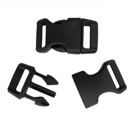 Jig Pro Shop Curved Black Side Release Paracord Buckles – Multiple Sizes and Quantities (20, 3/8")