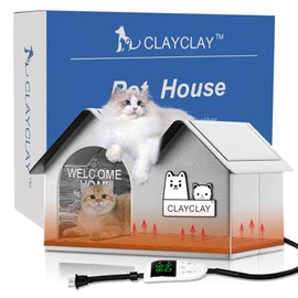 Heated Cat House for Outside Pets in Winter，Winter Shelter for Indoor Outdoor Ferals,Cats & Small Dogs with Heating Pad，Kitty Heated House with Waterproof Suitable for All Seasons(28"D x 17"W x 18"H)