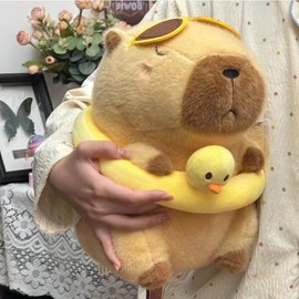 TAGNEFLOR Peluche Capybara para Niños,Capibara Dress up plushies,Juguete de Capibara de Peluche para niña/niño cumpleaños (Anillo de natación)