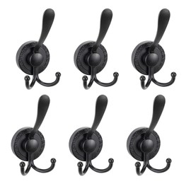 KITHOLD Coat Hooks Wall Mounted, 6 Pack Heavy Duty Triple Hooks, Metal Closet Hooks for Bathrooms, Coat Hanger Wall Hooks Door Towel Hook for Kitchen Bedroom RV Hotel(Black)