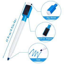 CIOUYAOS 32PCS Magnetic Whiteboard Pens Erasable, 8 Colour Fine Tip White Board Markers with Magnetic Cap and Eraser, Mini Dry Erase Marker with Wipe Clean Rubber For Kids School Teacher Office